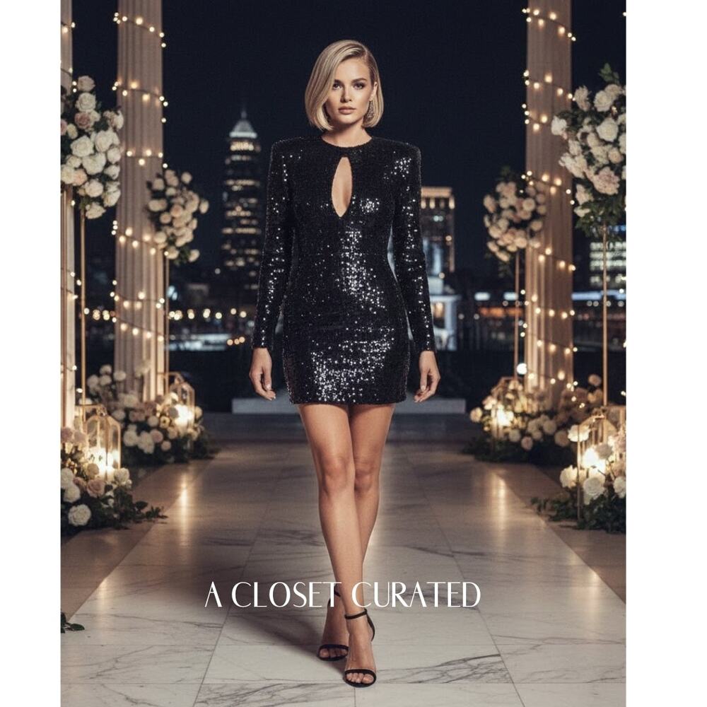 Haney Alexandria Mini Dress Black 4 NEW